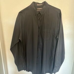 Nordstrom Men's Size XL Tall Traditional Fit Shirt Black Wrinkle Free